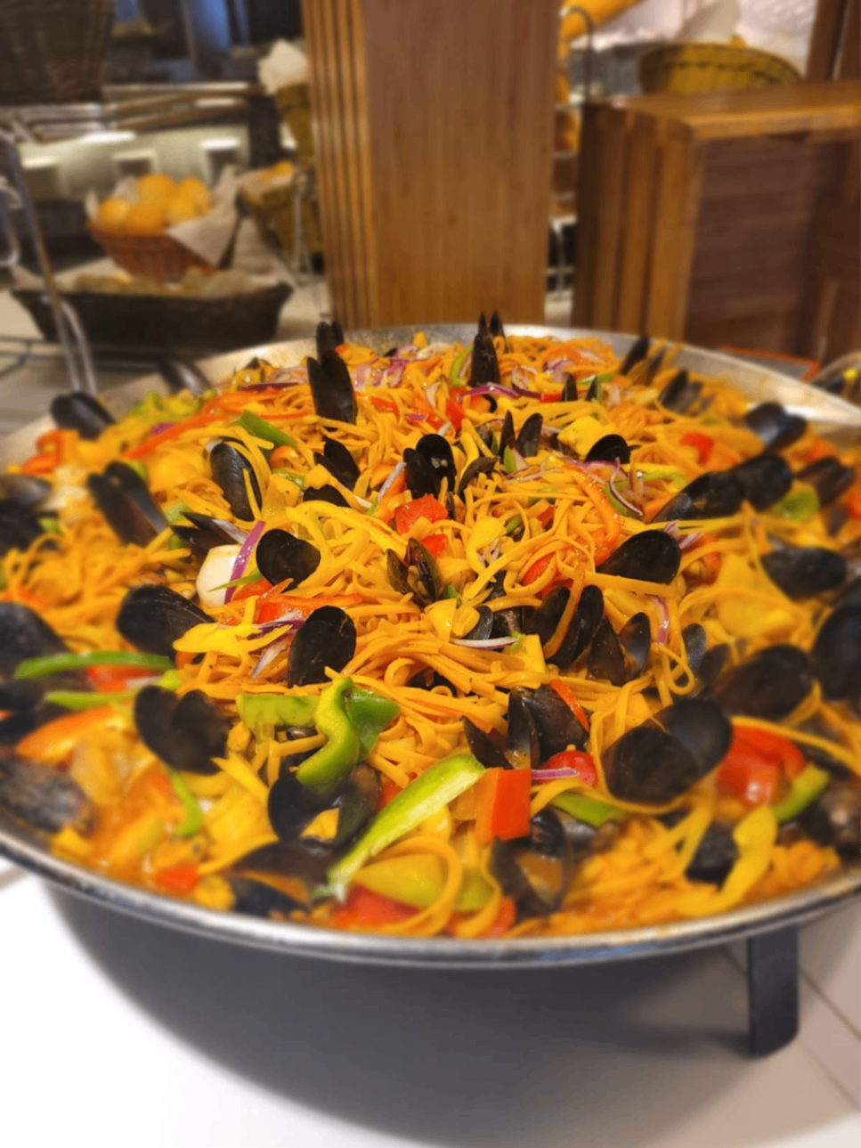 Large seafood pasta prepared by Chef Dejon.